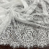 Embroidered Lace Fabric with Eyelash Scallop