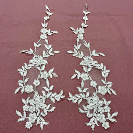 Beaded Corded Floral Lace Applique