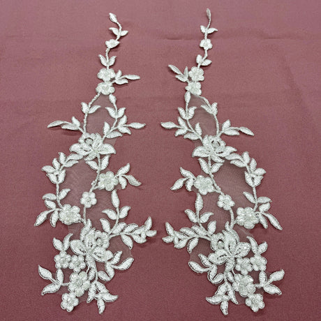 Beaded Corded Floral Lace Applique