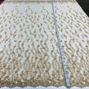Beaded Lace Fabric on Polyester Net Mesh
