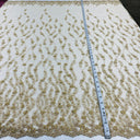 Beaded Lace Fabric on Polyester Net Mesh 50"