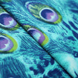 Peacock Foil Polyester Spandex Fabric - Peacock Feather Print, Pink/Turquoise, 58/60" Width (1 Yard)