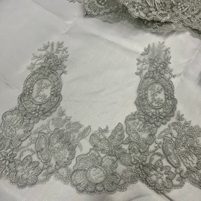 Floral Corded Lace Trim 9" Wide