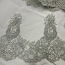 1 Yard Corded Embroidered Lace Trim 9" Wide 100% Polyester Net Mesh for Bridal & Evening Wear