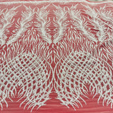 1 Yard Beaded Lace Fabric Embroidered on 100% Polyester Net Mesh