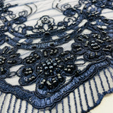 Beaded Corded Bridal Lace Black
