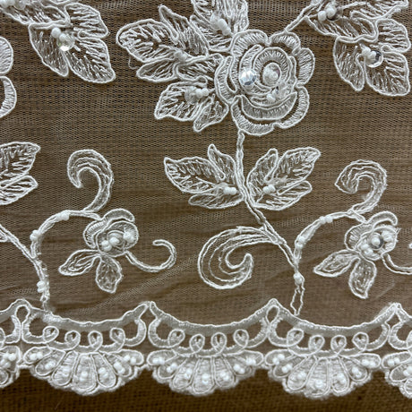 Beaded Corded Floral Bridal Lace