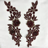1 Pair 14" x 5" 3D Floral Lace Applique Embroidered on 100% Polyester Net Mesh
