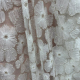 Beaded 3D Floral Lace Fabric - 3D Floral Embroidered Net Mesh, 52" Wide (1 Yard)