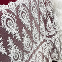 Beaded Corded Lace Fabric - White With Silver, Ivory With Silver, White, 48" Wide (1 Yard)