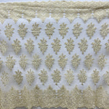 1 Yard Corded Lace Fabric Embroidered on 100% Polyester Net Mesh | Lace USA - GD-021 - Gold - 52" Wide