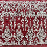 Beaded Embroidered Lace Mesh Fabric