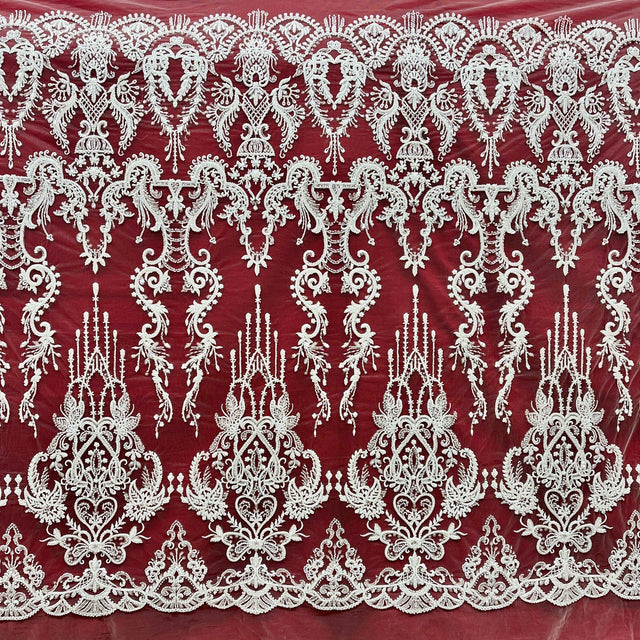 Beaded Embroidered Lace Mesh Fabric