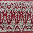 1 yarda de tela de encaje bordada con flores sobre malla de poliéster transparente, blanco, marfil y rosa pálido
