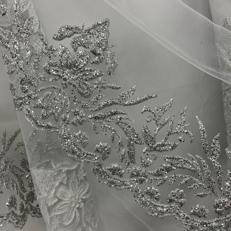 Glitter Mesh Floral Fabric