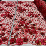Embroidered Mesh 3D Floral Beaded Lace