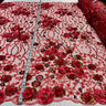 1 Yard Beaded Rhinestone 3D Floral Lace Fabric Embroidered 100 Percent Polyester Net Mesh 52 inch Width