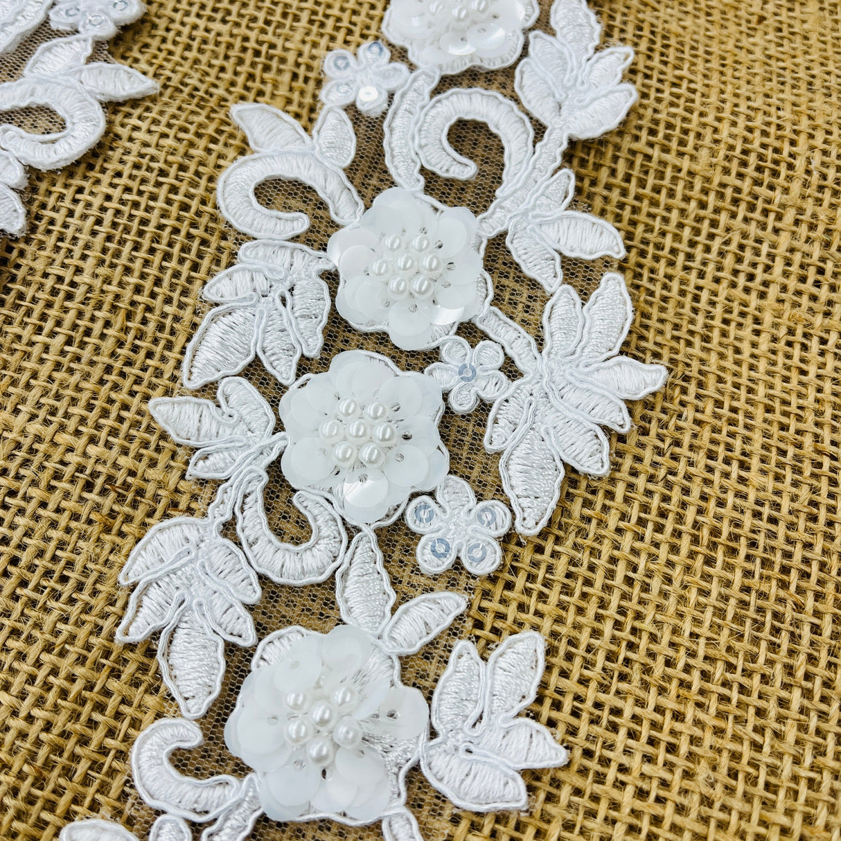Beaded Floral Lace Applique