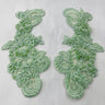 1 Pair 8.5" x 3.5" Each Side Beaded & Corded Floral Lace Applique 100% Polyester Organza