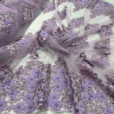 Beaded 3D Floral Lace Fabric