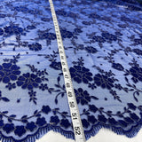 Embroidered Lace Mesh Turquoise Silver