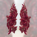 1 Pair 14" x 4" Each Side Crystal Rhinestone Beaded & Corded Lace 100% Polyester