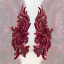 Rhinestone Applique Floral Lace Pair 14" x 4"
