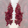 Rhinestone Applique Floral Lace Pair 14" x 4"