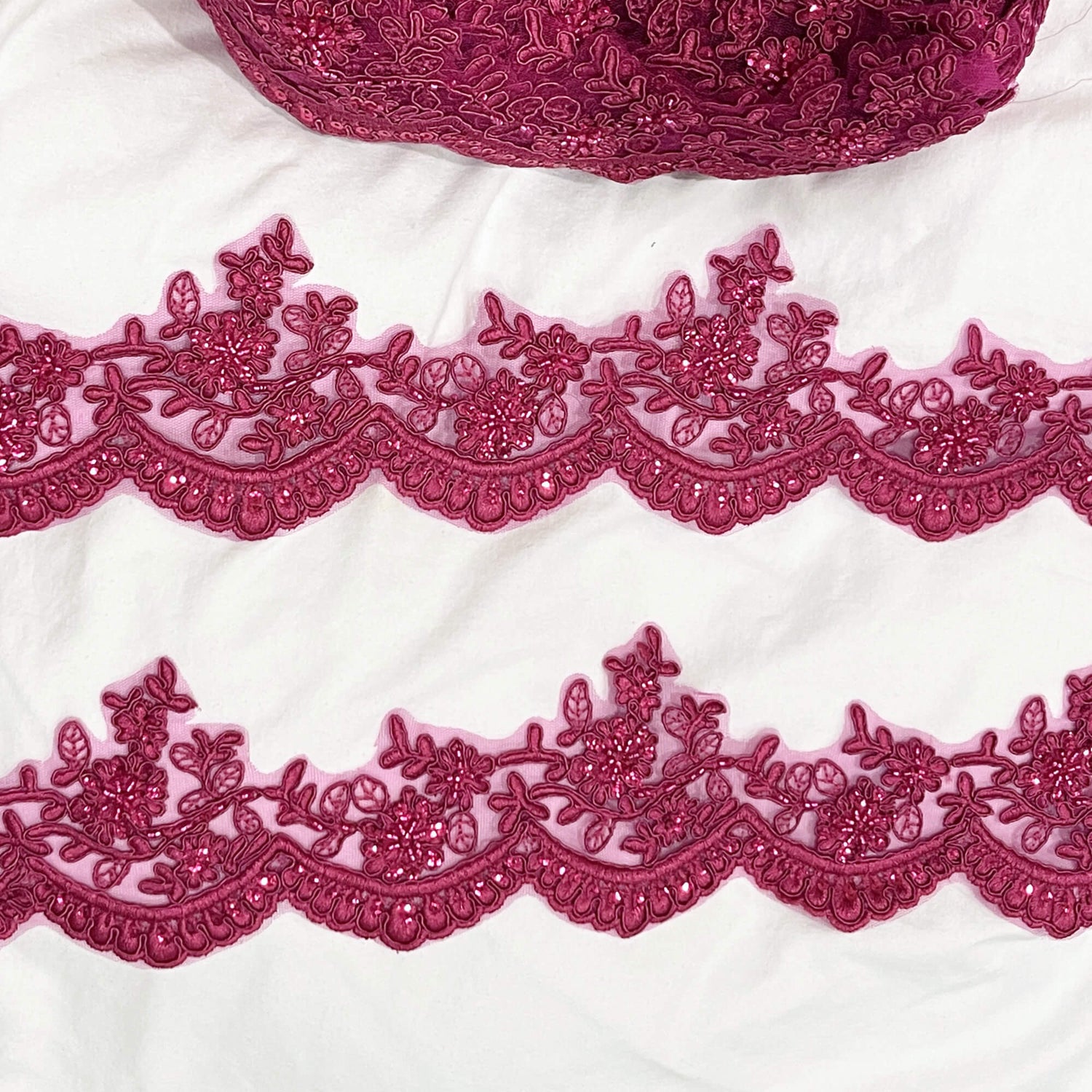 Embroidered Floral Beaded Lace Trim