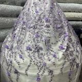 Beaded 3D Floral Lace Fabric Off White