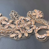 Beaded Corded Floral Lace Applique