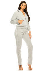 Women's 2 Piece Fleece Matching Tracksuit Fleece Fabric - Purple, Plum, Rose, Honey, Navy, Light Grey, Black, Dark Grey, Dark Red, Fuchsia, Teal, Solid, 2 Piece (1 Set)