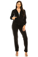 Women's 2 Piece Fleece Matching Tracksuit Fleece Fabric - Purple, Plum, Rose, Honey, Navy, Light Grey, Black, Dark Grey, Dark Red, Fuchsia, Teal, Solid, 2 Piece (1 Set)