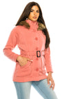 Unik Women Fleece Coat - Fur Hood, Detachable Belt (1 Piece)