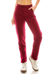 Women's Open Bottom Sweat Pants With Drawstring Waist Polyester Fabric - Black, D. Grey, Plum, Navy, Burgundy, Open Bottom, Adjustable Waist, S-3XL (1 Piece)