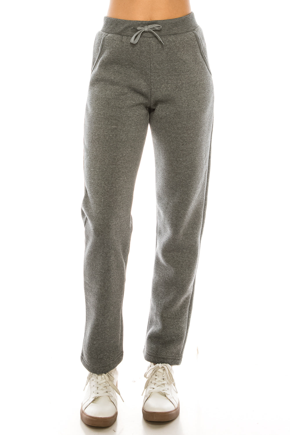 Women's Open Bottom Sweat Pants With Drawstring Waist Polyester Fabric - Black, D. Grey, Plum, Navy, Burgundy, Open Bottom, Adjustable Waist, S-3XL (1 Piece)