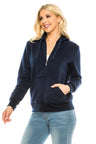 Women's Zip Up Hoodie Polyester Fabric - Black, D. Grey, Plum, Navy, Burgundy, Zip Up, Warm, Comfortable, Daily Wear (1 Piece)