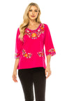 Traditional Mexican Women Blouse 100 Percent Cotton Fabric - Floral Embroidery, Short Laced Sleeves, Multiple Colors, S-M-L-XL-2XL-3XL (1 Piece)