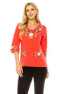 Traditional Mexican Women Blouse 100 Percent Cotton Fabric - Floral Embroidery, Short Laced Sleeves, Multiple Colors, S-M-L-XL-2XL-3XL (1 Piece)