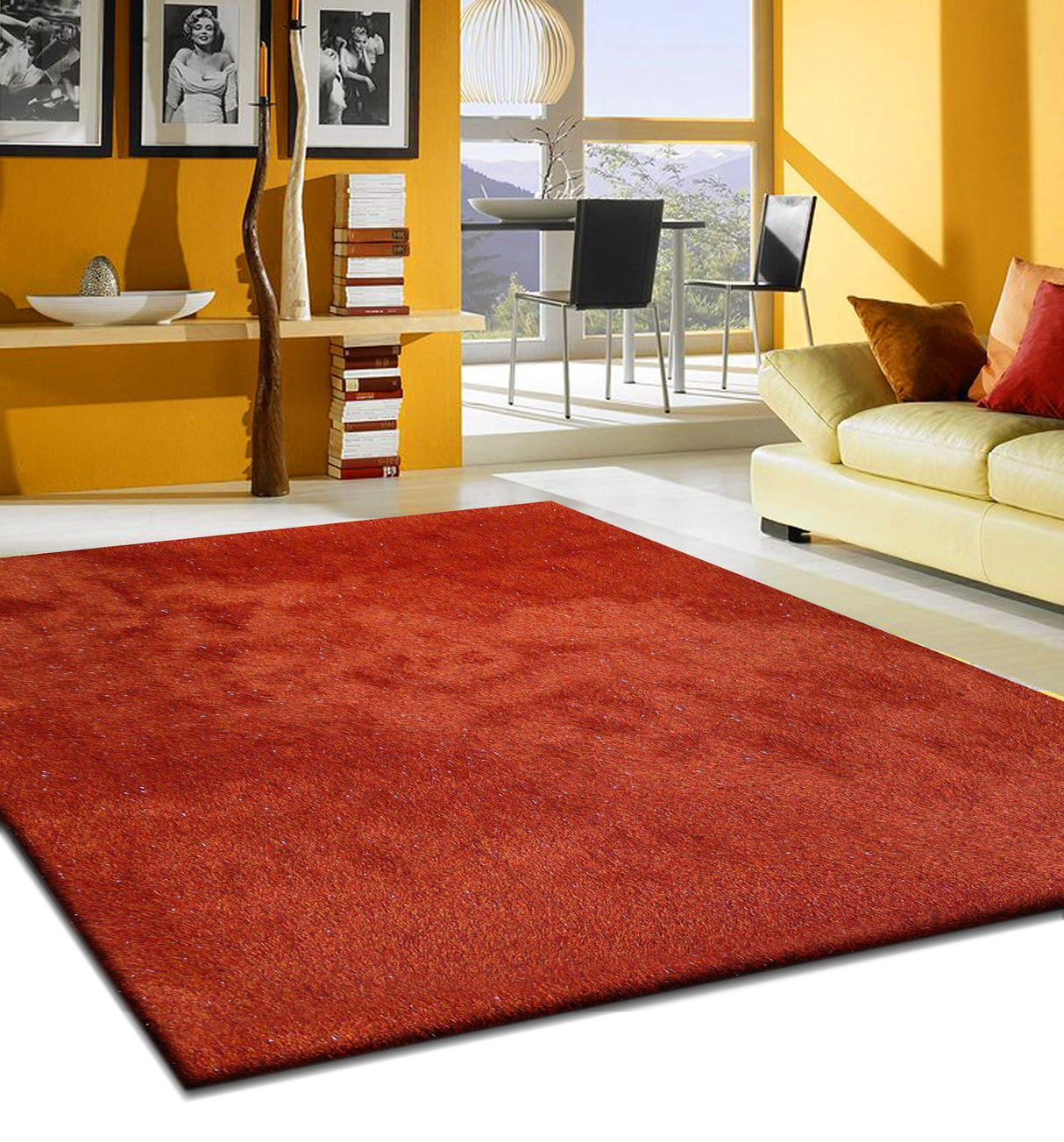 Shiny Glow Soft Plush Fluffy Shag Polyester Fabric - Solid Shiny, 3" Pile Height, Area Rug, White, 5' X 7' / 7'6" X 10'3" (1 Unit)