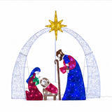 Lighted Nativity Scene Christmas Yard Decor Cool White LED