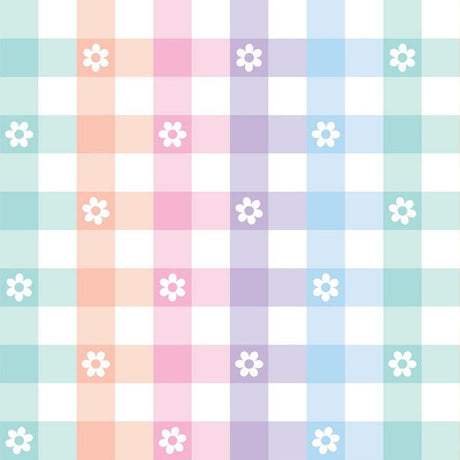 Minky Plush Fabric Pastel Gingham Daisy 58-60"