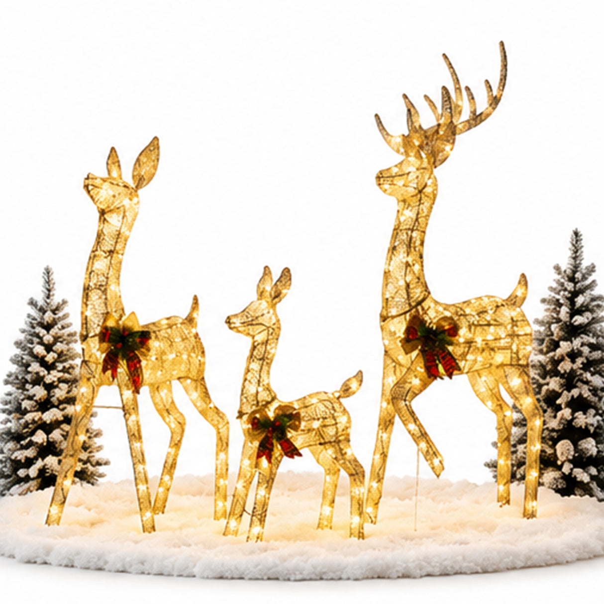 Lighted Reindeer Set Christmas Yard Decor Warm White LED
