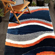 Orange Rust Navy Plush Fluffy Soft Multi Textural Shag Area Rug Carpet - Rust Multi Textural Shag, 7'6" X 10'3" (1 Piece)