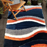 Orange Rust Navy Plush Fluffy Soft Multi Textural Shag Area Rug Carpet - Rust Multi Textural Shag, 7'6" X 10'3" (1 Piece)