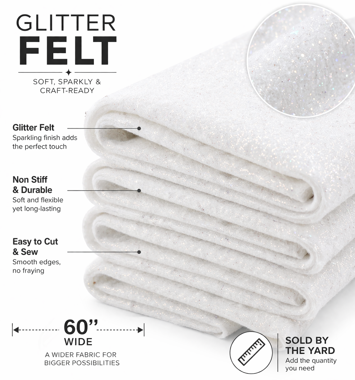 Glitter Felt Fabric 60 Inch Wide Sparkle Finish