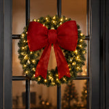30" Lighted Christmas Garland with Red Bow Decor