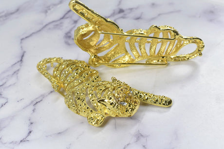 Rhinestone Tiger Buckle Connector Gold