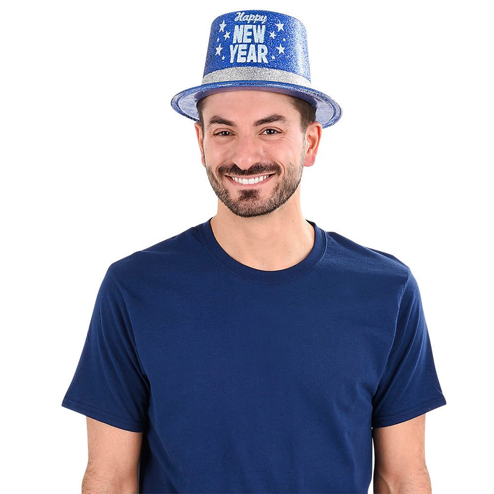 Happy New Year Glitter Top Hat (1 DZ)