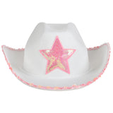 Cowgirl Hat White Felt With Pink Star